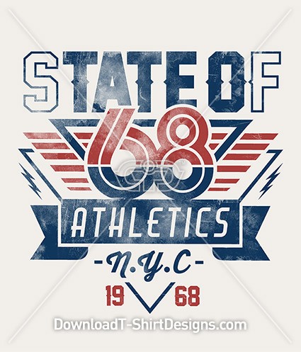 Retro Collegiate Sports Athletics New York 68