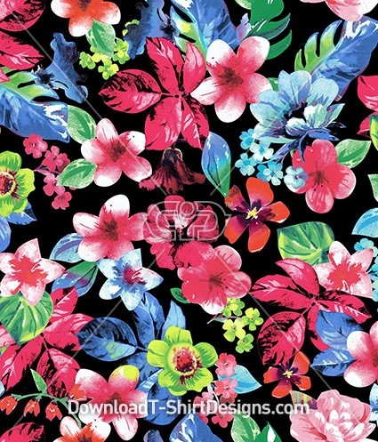 Bright Color Painted Floral Seamless Pattern