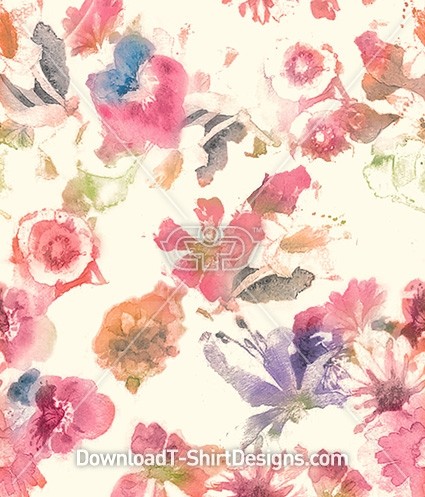 Blurred Painted Floral Seamless Pattern