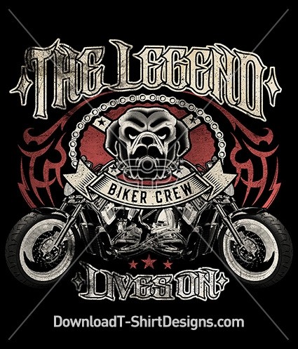 Vintage Motorcycle Grunge Tattoo Flames Bulldog Emblem