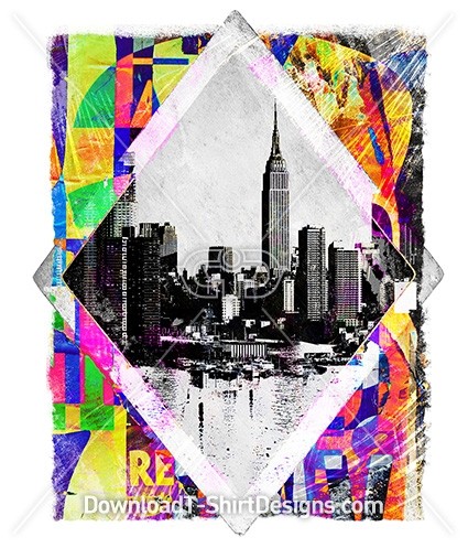 Colorful Abstract Collage City Landscape
