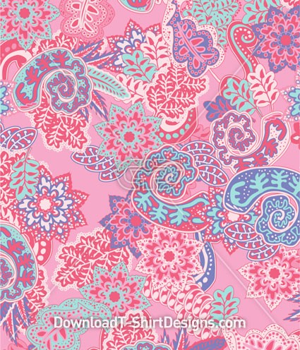 Natural Paisley Floral Plant Seamless Pattern
