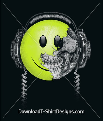 Emoji Smiley Face Music Headphones Skull