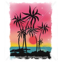 Tropical Sunset Palm Tree Beach Island