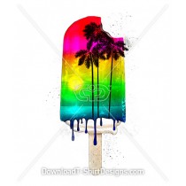 Psychedelic Rainbow Popsicle Tropical Beach