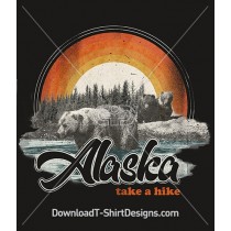 Retro Alaska Grizzly Bear Tourist Poster