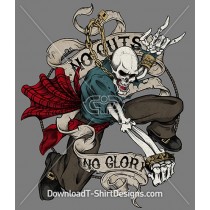 Pirate Skeleton Skull No Guts Not Glory Banner