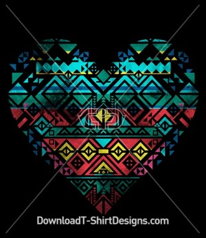 Tribal Aztec Pattern Heart